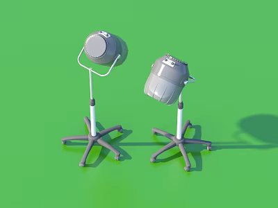 Two Floor Standing Grey Daily Necessities With Wheel Bases For Home Daily Use 3d model