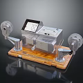 Vintage Film Projector With Wooden Base And Metal Reels On