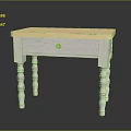 Rustic White Console Table with Light Wood Top Single Drawer and Turned Legs Design