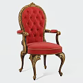 Red Upholstered Single Chair With Button Tufted Backrest And Gold Carved Armrests Legs