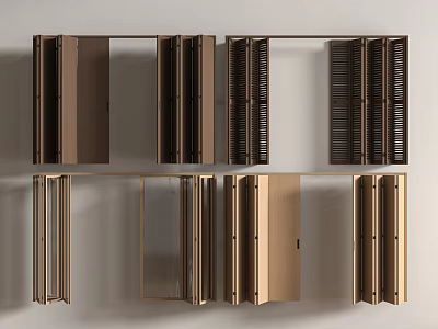 Contemporary Folding Doors Design With Wooden Louvered And Glass Panel Features 3d model