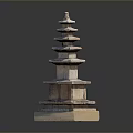 Traditional Multi Tiered Stone Pagoda With Ancient Style Architecture And Base