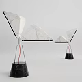 Modern Geometric Table Lamp With White Marble Structure And Black Marble Base 3d model