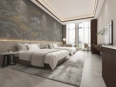 New Chinese Standard Room 3d model