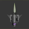Futuristic Space Rocket with Purple Cockpit and Blue Thrusters in Gray Body for Space Exploration
