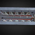 Industrial Style Furniture Cabinet With White Cylindrical Components And Control Panel