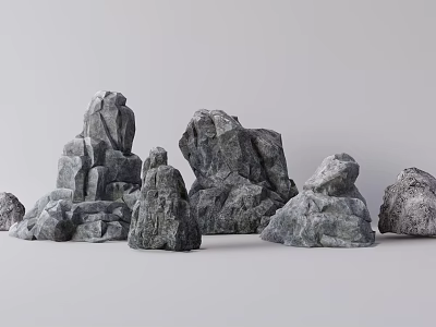 Natural Stone and Wood Decorative Rocks in Various Sizes and Shapes 3d model