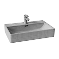 Stylish White Rectangular Ceramic Washbasin with Chrome Faucet for Bathroom Vanity 3d model