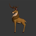 3D Rendered Deer With Brown And White Body Large Antlers Standing Pose Gray Gradient Background