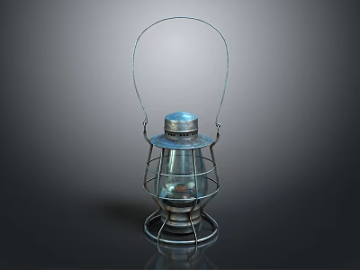 Vintage Candle Lantern With Metal Frame Glass Shade And Handle For Home Decor 3d model