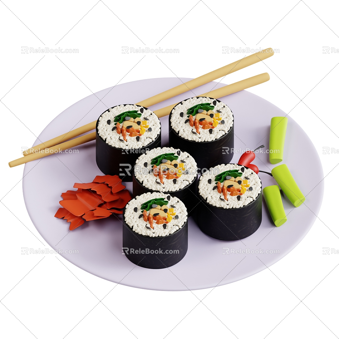 Modern Sushi Cartoon Sushi Food Cartoon Food 3d model