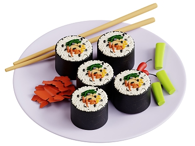 Modern Sushi Cartoon Sushi Food Cartoon Food 3d model