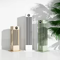 Modern Air Cooler Fans in Beige White Green Colors With Palm Plant and Vertical Design