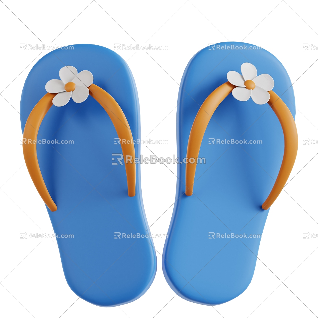 Modern Slippers Beach Slippers Sandals Cartoon Slippers 3d model