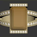Elegant Modern Golden Ring With Orange Gemstone And Diamond Accents