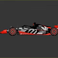 Silver and Red Formula 1 Race Car With Streamlined Body and Large Wheels