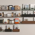 Modern Wall Mounted Shelving Unit With Multiple Layers For Books And Magazines 3d model