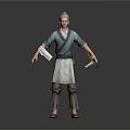 Traditional Household Items Including Apron and Handheld Tool for Daily Use
