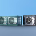 Modern Dual Air Cooler Fans In Green And Black Grid Design