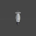 Sci Fi Game Movie Character Satellite With Solar Panels White Body Against Black Background