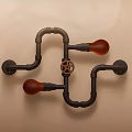 Industrial Style Wall Lamp With Black Pipe Structure And Brown Decorative Bulbs 3d model