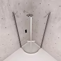 Modern Rainfall Shower Head in Glass Enclosed Shower with Concrete Walls