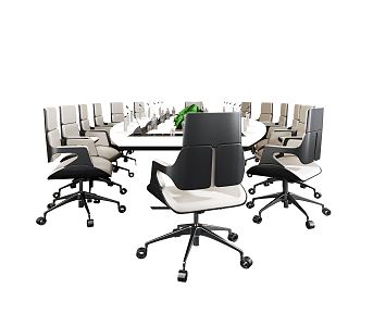 Modern Conference Table and Chair Conference Table and Chair Combination 3d model