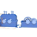 Industrial Equipment Blue Gear Mechanical Structure With Metal Housing Components