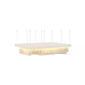 Artistic Modern Ceiling Design With Fabric Wave Patterns And Warm Lighting