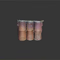Traditional Building Model With Orange Pink Tile Roof And Textured Walls