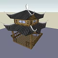 Traditional Chinese Wooden Pavilion Classic Design With Two Story Curved Eaves And Railings