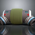Modern Grey And Green Device With Blue Red Indicators And Interface Pipes