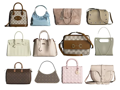 Stylish Handbags Collection Featuring Various Colors and Trendy Design Styles 3d model