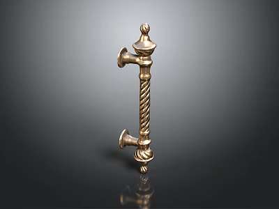 Golden Twisted Brass Door Handle With Decorative Vintage Design For Household Living 3d model