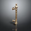 Golden Twisted Brass Door Handle With Decorative Vintage Design For Household Living