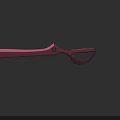 Modern Red Knife Featuring Unique Curved Handle And Sharp Blade