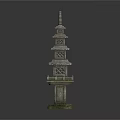 Classic Multi Tiered Stone Pagoda With Green Base And Traditional Design Details