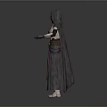 Mystic Hooded Warrior Character Wearing Red Mask And Black Cloak Robe