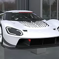 Sleek White Race Car With Aerodynamic Design Black Stripes And Stylish Front Headlights