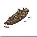Roasted Brazil Nuts in Wooden Bowl on Black Background with Reflections
