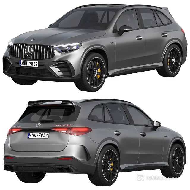 Mercedes-Benz AMG Gray SUV With Black Wheels Yellow Brake Calipers And Sporty Design 3d model 