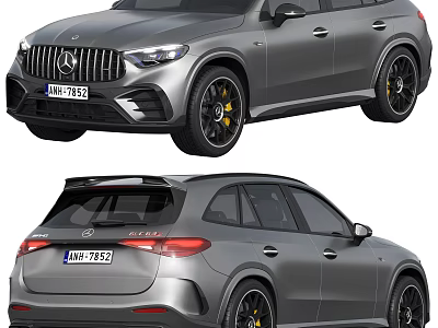 Mercedes-Benz AMG Gray SUV With Black Wheels Yellow Brake Calipers And Sporty Design 3d model