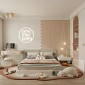 Cozy Kids Room Interior Design With Bed Stuffed Toys Rug Balloons And Wall Decor