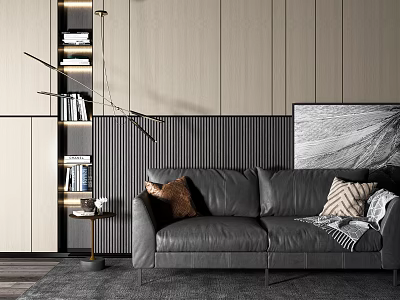Modern double sofa side table combination 3d model