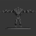 Detailed Mechanical Robot Figure With Complex Design On Illuminated Circular Base