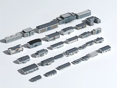 Diverse Office Building Models Showcasing Various Architectural Designs And Structures 3d model
