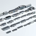 Diverse Office Building Models Showcasing Various Architectural Designs And Structures