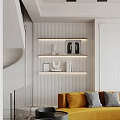 Modern Bright Living And Dining Room With Stylish Curved Sofa And Large Landscape Window