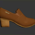 Orange Leather High Heel Shoes With Wooden Textured Heel And Stitched Design