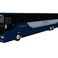 Greyhound Blue Long Distance Bus With Large Windows White Stripe And Panther Graphic